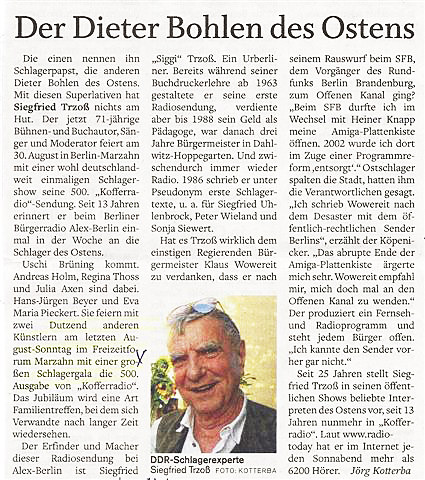 Der Dieter Bohlen des Ostens (Norddeutsche Neueste Nachrichten)