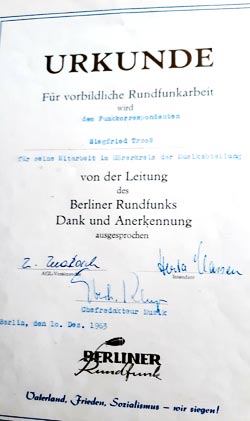 Urkundes des Berliner Rundfunks